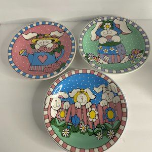 Easter Plates Rabbits Set of 3